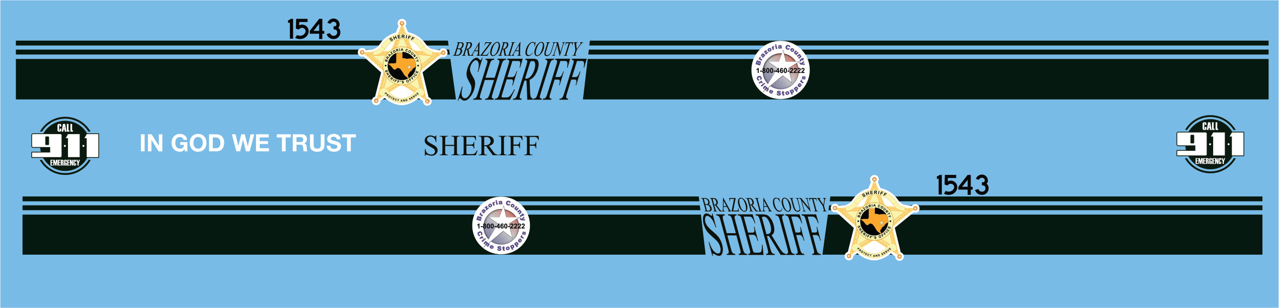 1/24 Brazoria County Texas Sheriff's Department Police waterslide decals