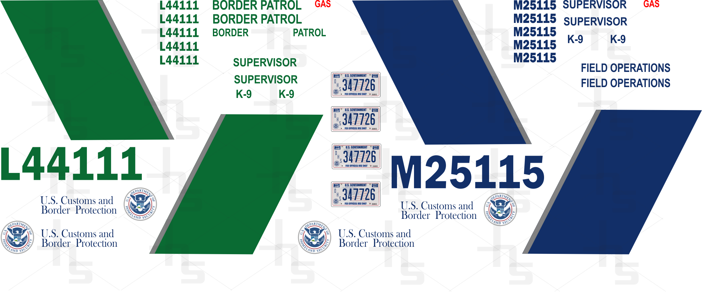 1/43 US Border Patrol waterslide decals
