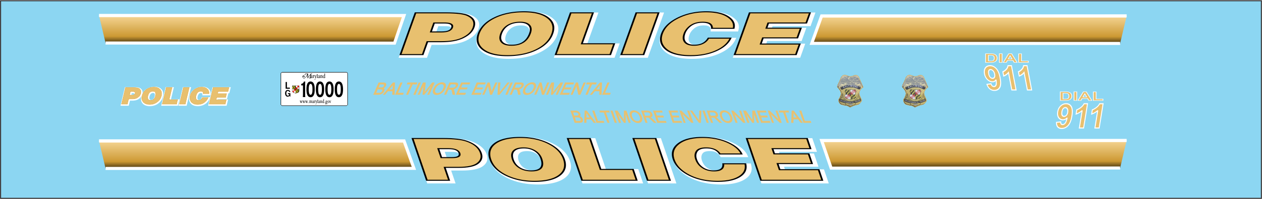Baltimore Environmental Police Department 1/24-1/25 waterslide decals