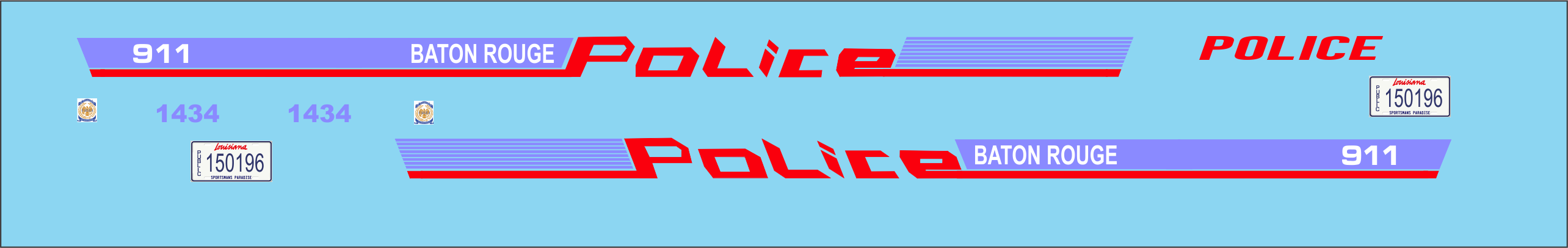 Baton Rouge, Louisiana Police Department 1/43 waterslide decals