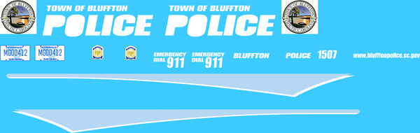 Bluffton, South Carolina Police Department 1/24-1/25 waterslide decals