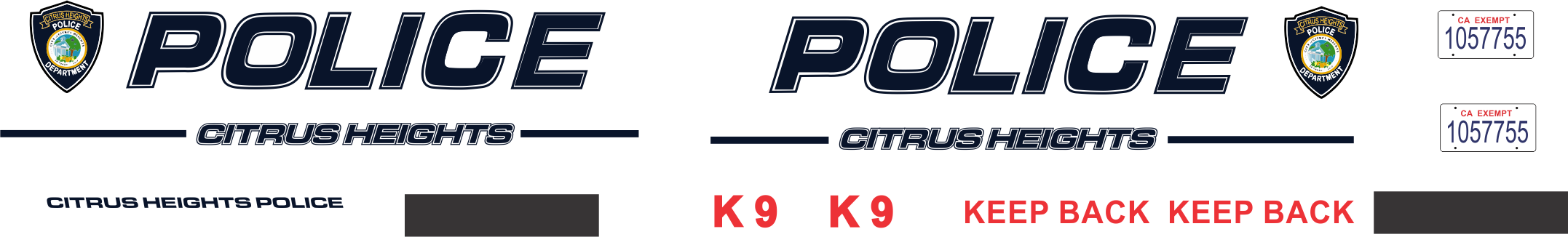 Citrus Heights, California Police Department 1/24-1/25 waterslide decals
