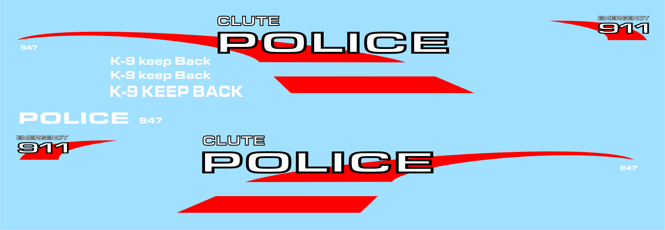 Clute, Texas Police Department 1/43 waterslide decals JNS DECALS