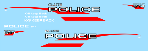 Clute, Texas Police Department 1/43 waterslide decals
