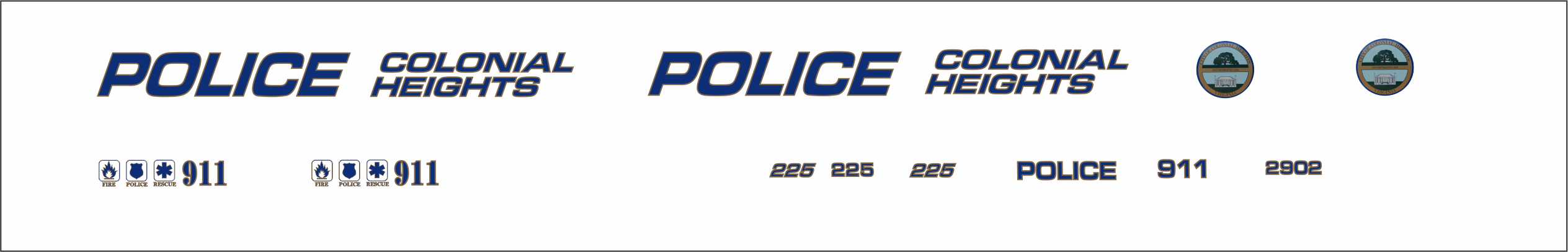 Colonial Heights, Virginia Police Department 1/43 waterslide decals