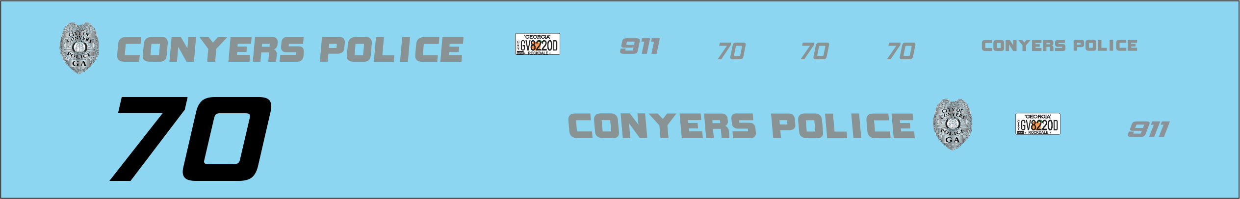 Conyers, Georgia Police Department 1/43 waterslide decals