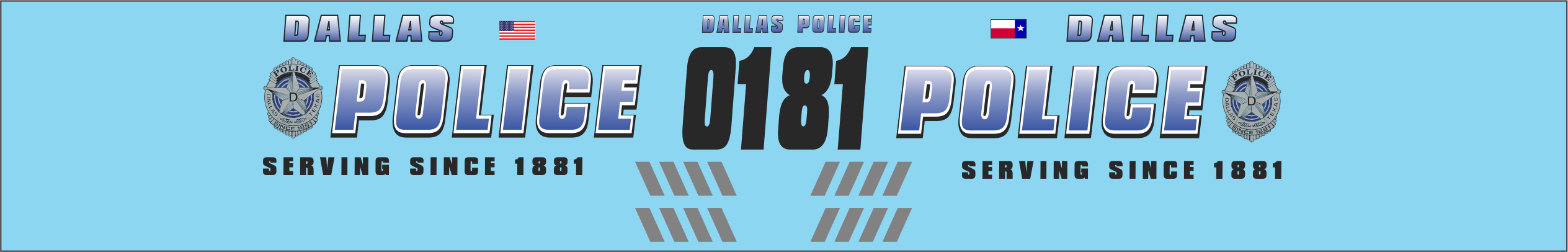Dallas, Texas Police Department 1/24-1/25 waterslide decals