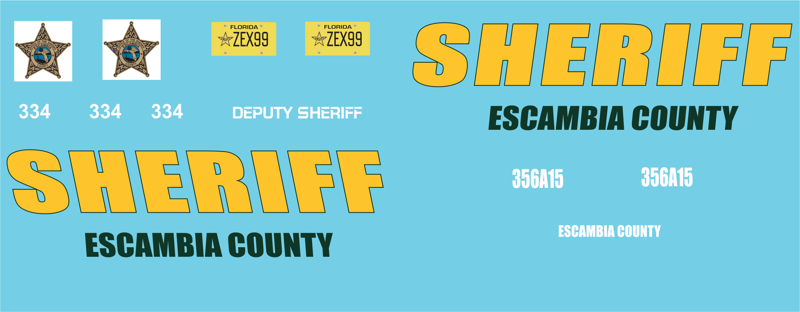 Escambia County Sheriff's Department 1/24 Scale Police Waterslide Decals