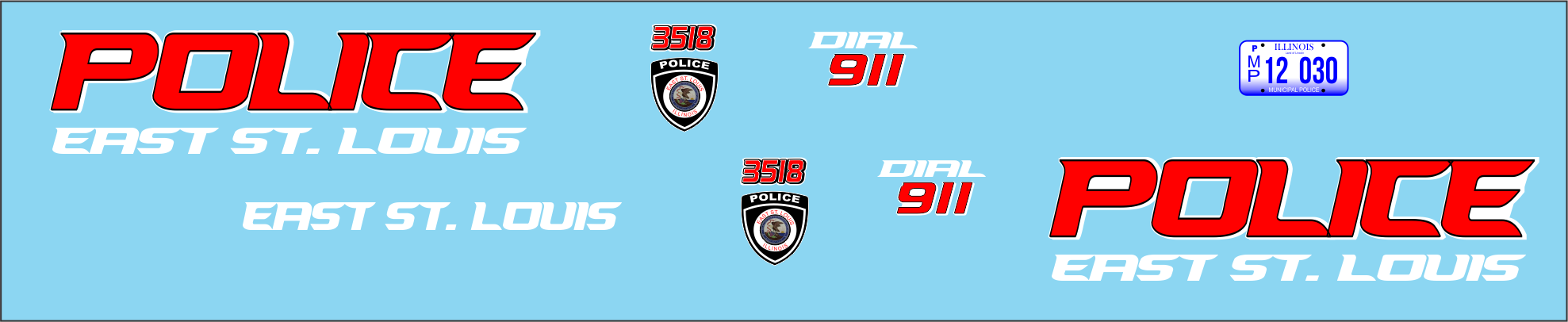 East St. Louis, Illinois Police Department 1/24-1/25 waterslide decals