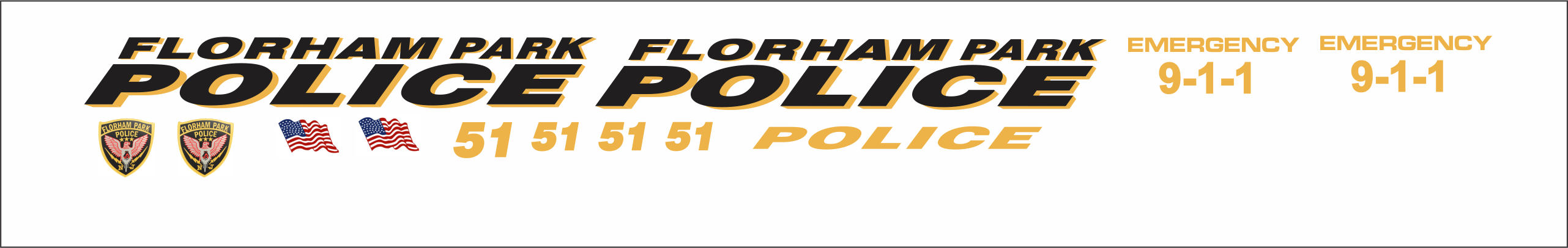 Florham Park, New Jersey Police Department 1/24-1/25 waterslide decals