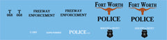 1/43 Fort Worth, TX PD Police waterslide decals