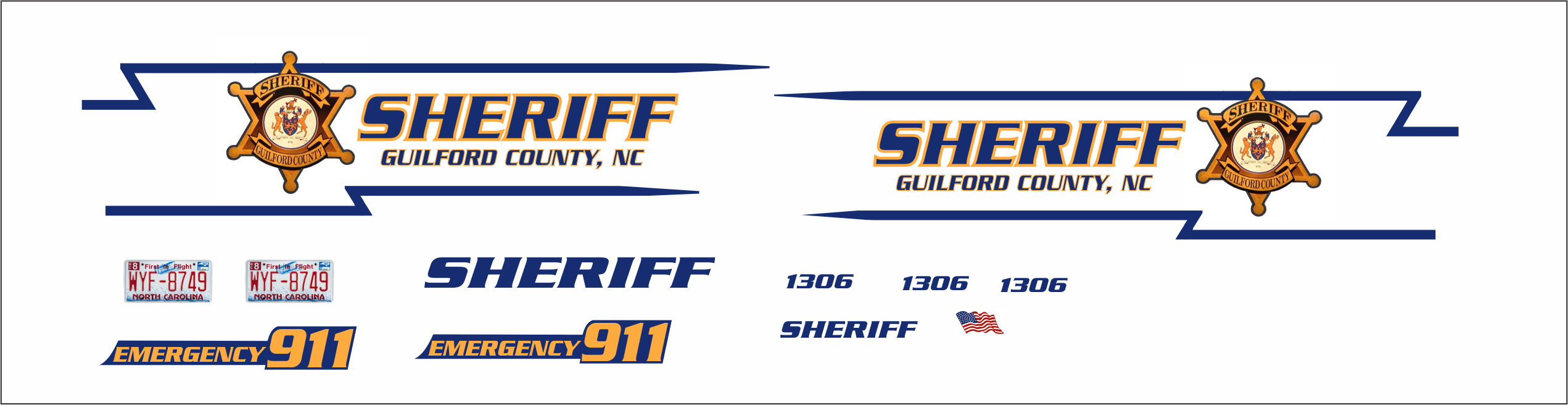 Guilford County, North Carolina Sheriff's Department 1/43 waterslide decals