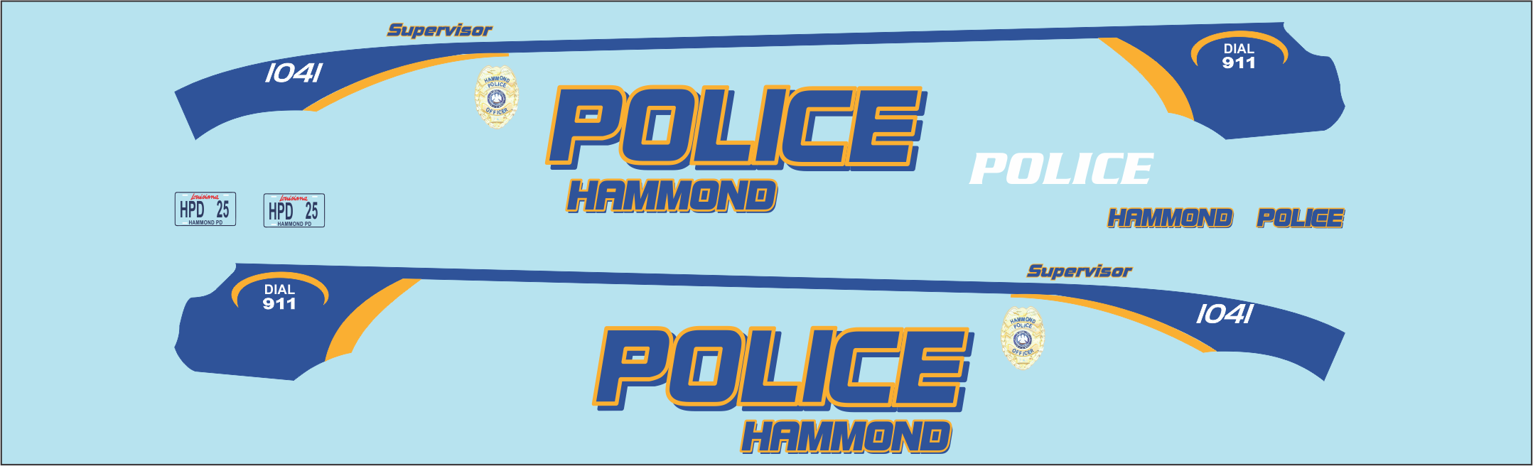 Hammond, Louisiana Police Department 1/24-1/25 waterslide decals