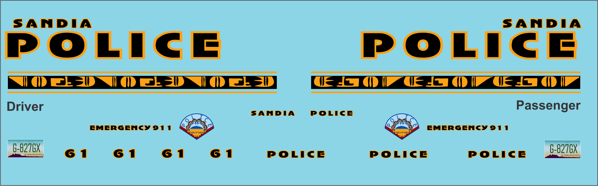 1/43 Sandia, New Mexico Tribal Police Department waterslide decals