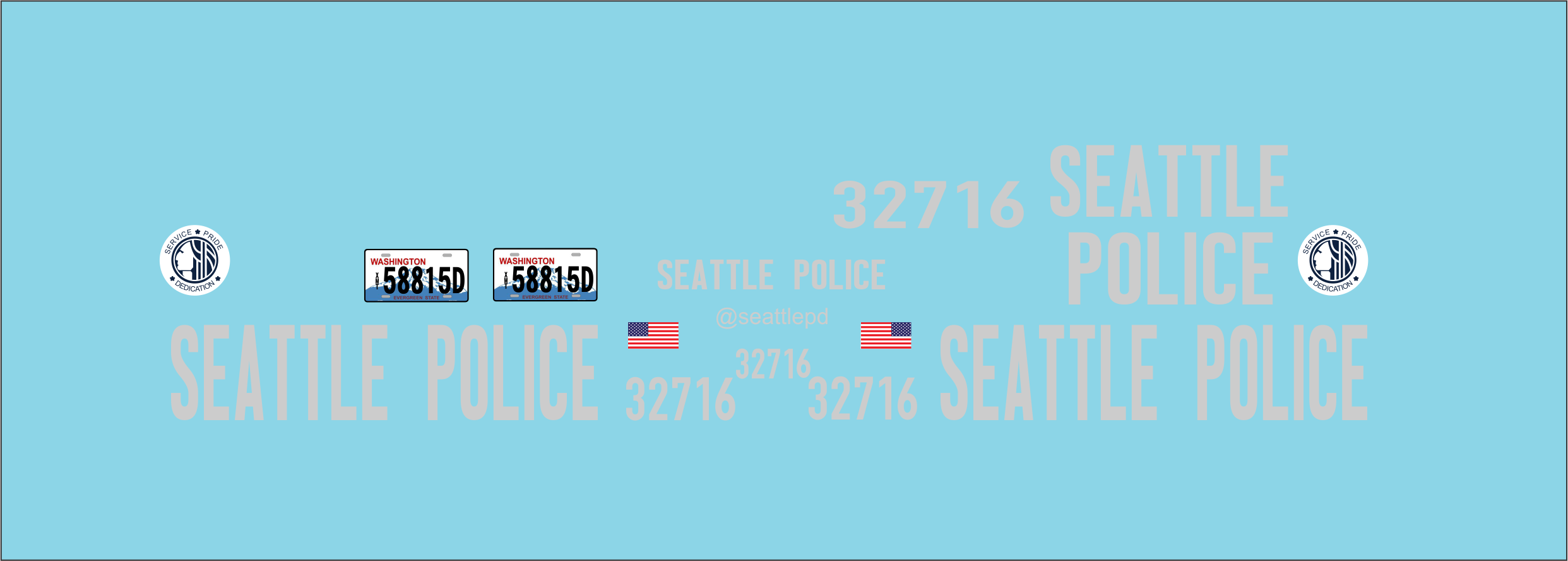 1/24-1/25 Seattle, Washington Police Department waterslide decals