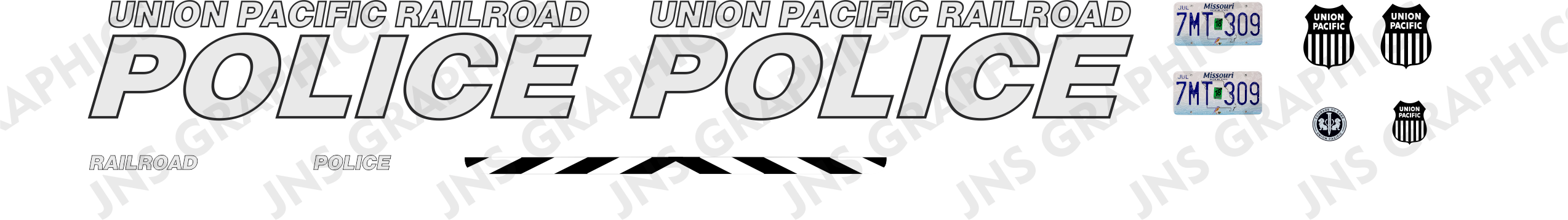 1/43 Union Pacific Police Department waterslide decals