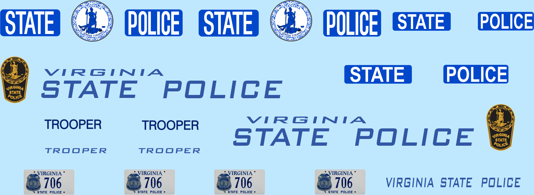 1/24-1/25 Virginia State Police waterslide decals