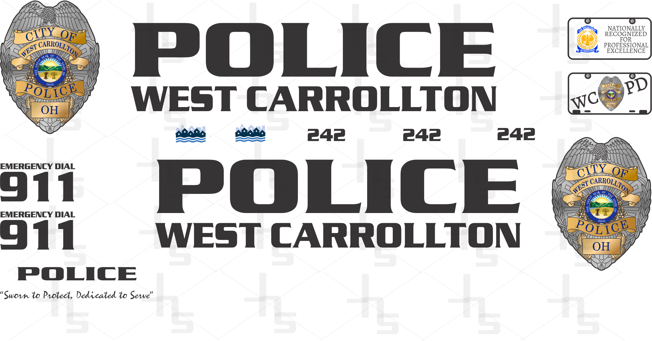 1/24-1/25 West Carrollton, Ohio Police Department waterslide decals