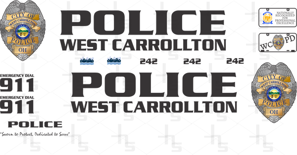 1/43 West Carrollton, Ohio Police Department waterslide decals